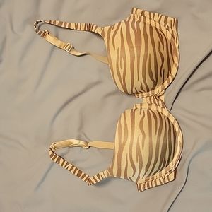 Ambrielle Zebra Striped Pushup Bra 32D  Nude